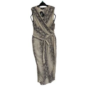 Paper Heart Australia Faux Wrap Exotic Snake Print Dress V-Neck Sleeveless XS